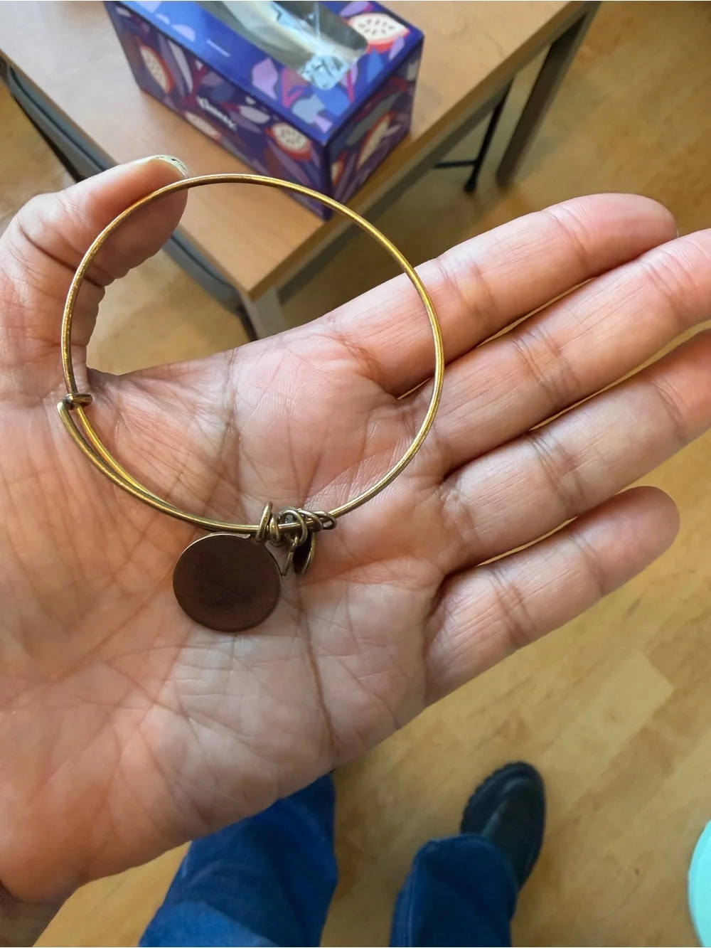 Gold-Tone Women's Charm Bangle Bracelet